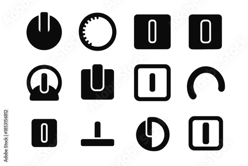 Strip oven icon plate round frame knob ridge ring tile vector