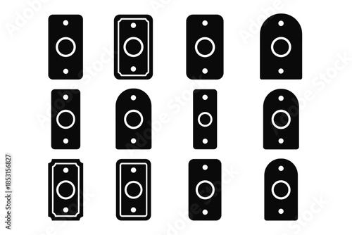 Vector strip edge rounded doorbell slab panel line icon frame arc set