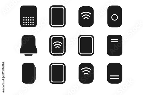 Icons panel band plate wireless cavity compact doorbell icon contour arc vector