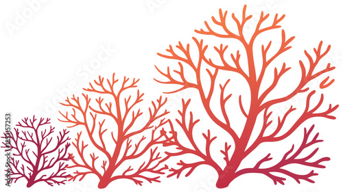 Vector illustration vibrant red coral reef branches
