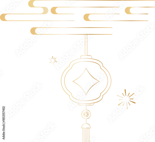 Chinese Lantern Line Ornament With Cloud