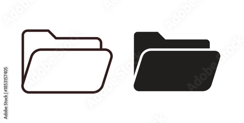 Folder icons. thin line and glyph vector icons pack on white background