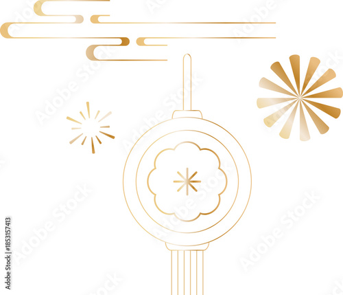 Chinese New Year Cloud And Lantern Element