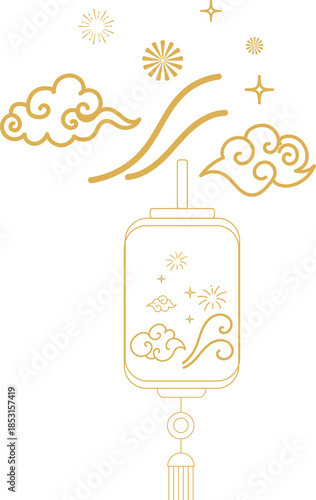 Chinese Cloud And Lantern Line Ornament
