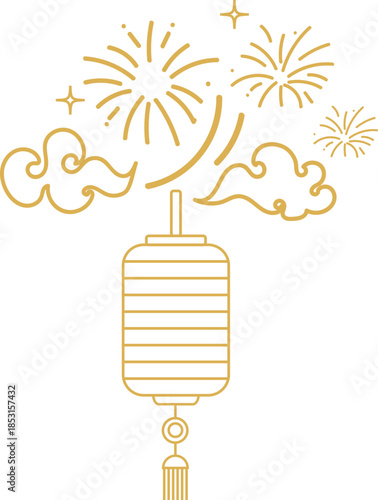 Chinese Lantern With Cloud Line Ornament
