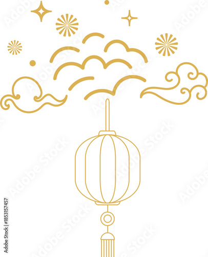Chinese Cloud And Lantern Minimal Design