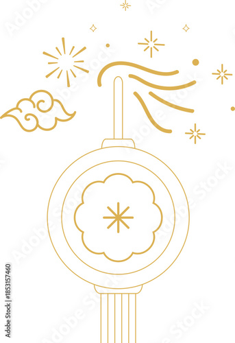 Chinese Lantern Line Ornament With Cloud