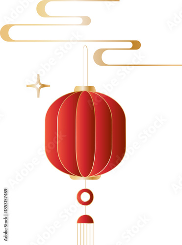 Chinese Lantern With Cloud Line Ornament