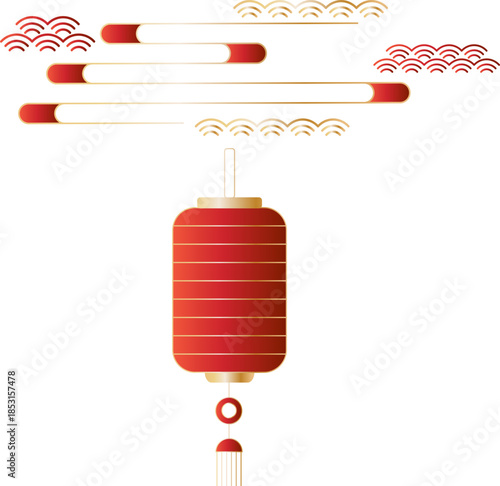 Chinese New Year Cloud And Lantern Element