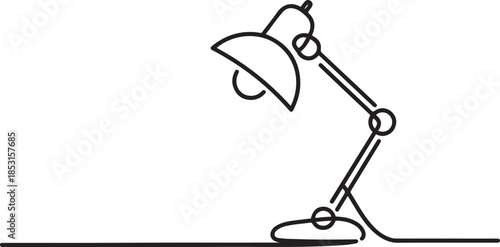 Desk lamp vector one line draw icon.one line vector illustration with out background.