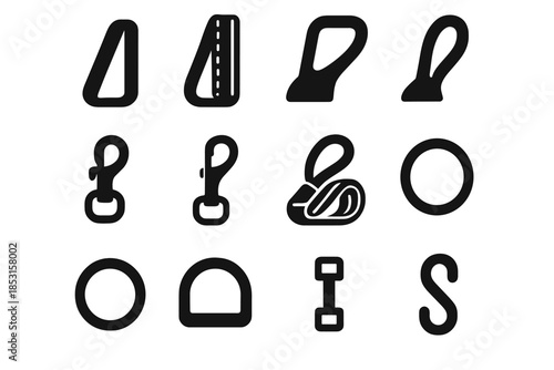 Rounded dog leash strip icon strap piece frame arc band vector icons