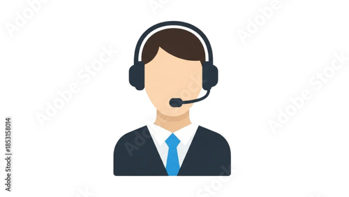 Customer service representative wearing headset and tie icon