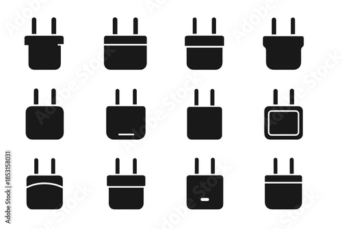 Icon contour ridge strip folding usb tile prongs vector compact prong charger