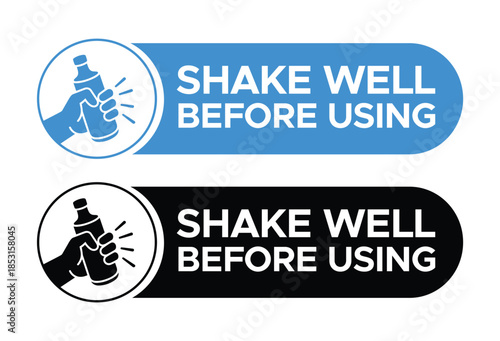 Shake Well Before Using Label Vector - Product Packaging Instructions Set