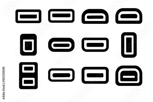 Ridge smooth port icon usb strip vector panel charger edge band cavity