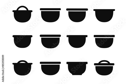 Rice arc edge vector contour slab support rounded cooker icon handle bowl