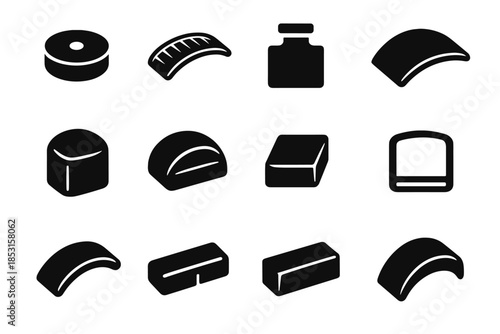 Shampoo panel ridge slab icon cap tile arc plate edge vector