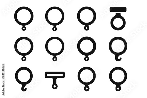 Cavity ring curtain icon vector strip edge contour rings stabilizer smooth rod