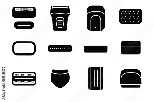 Smooth contour strip vector icons head plate electric pad shaver icon frame