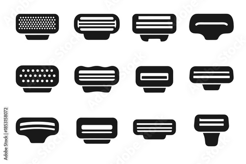 Rounded vector icon strip frame ridge contour tile bar slab blades shaver