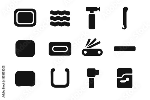 Rounded bar vector tile compact emergency pump contour stabilizer icon emer