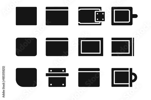 Hidden compact line bar piece slab vector panel drawer support arc icon