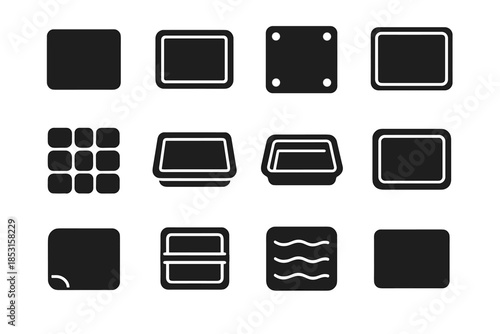 Ridge contour slab icon oven liner vector pads stick cavity non line
