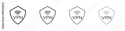 Vpn icons, Set of linear icons. Black linear palm icons
