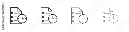 Waiting list icons, Set of linear icons. Black linear palm icons