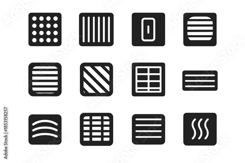 Cavity compact tile air contour vector icons ridge arc band frame icon