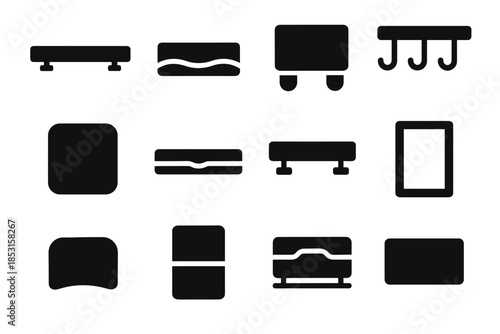 Slab tile band magnetic edge rack ridge contour vector arc icon modern
