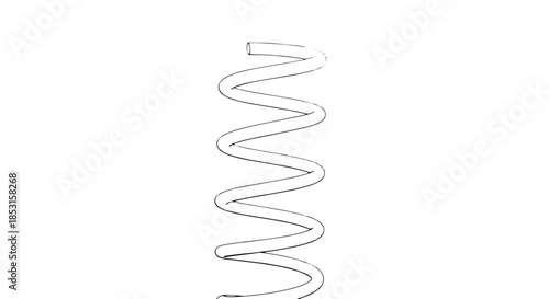 Vertical metal coil spring isolated on white background for design and engineering use.