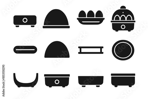 Electric contour tile foot edge tray egg boiler dome vector slab icon