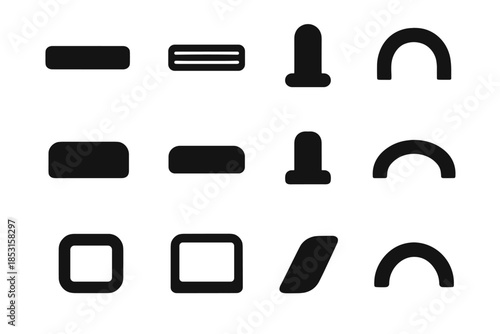 Contour shoe ridge vector rack edge rod bar strip icon slab minimalist