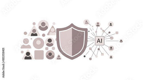 Artificial intelligence protecting personal data and user privacy, illustrating digital security concepts