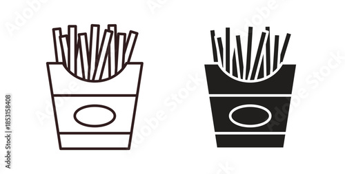 French-fries icons. thin line and glyph vector icons pack on white background