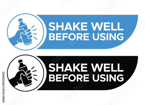 Shake Well Before Using Label Vector - Product Packaging Instructions Set