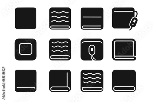 Electric throw ridge rounded icon bar pad support blanket panel vector icons