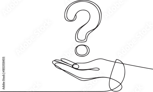 Vector art of hand holding question mark.one line vector illustration with out background.