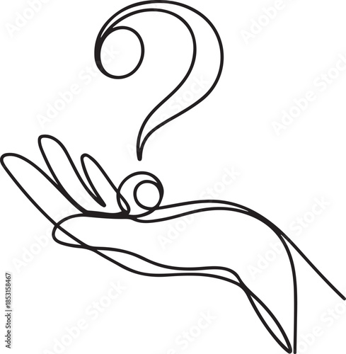 Vector art of hand holding question mark.one line vector illustration with out background.