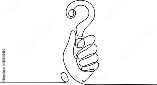 Vector art of hand holding question mark.one line vector illustration with out background.