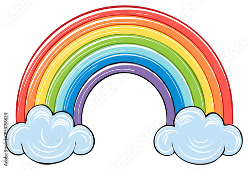 Colorful Rainbow with Clouds Illustration Arching Sky Appearance