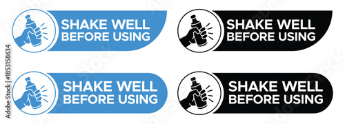 Shake Well Before Using Label Vector - Product Packaging Instructions Set