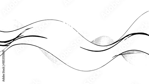 Abstract monochrome wavelines design with flowing curves and subtle shading.