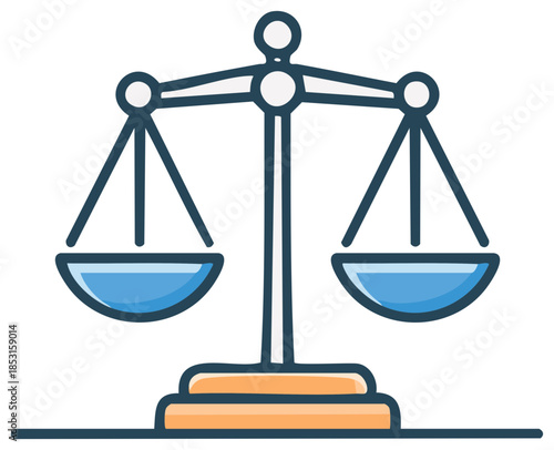 Scales of Justice Blue and Beige Icon Symbolic Representation of Legal Balance