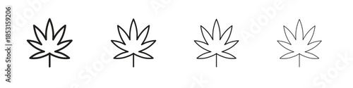 Weed icons, Set of linear icons. Black linear palm icons