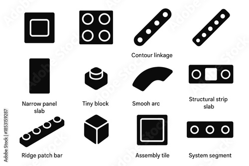 Panel icon system ridge grip unit connector slab vector shape sleeve platelet