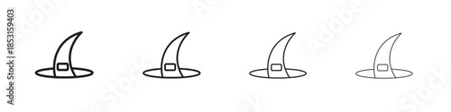 Witch hat icons, Set of linear icons. Black linear palm icons