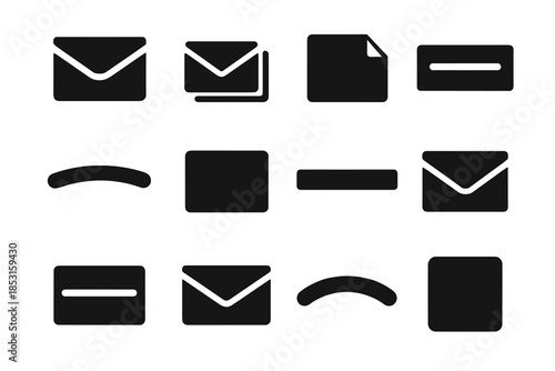 Smooth arc curved slit icons small block envelope icon slot mail dip