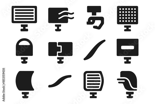 Vector icon slant ventilation curved block set bracket slot rim connector tile